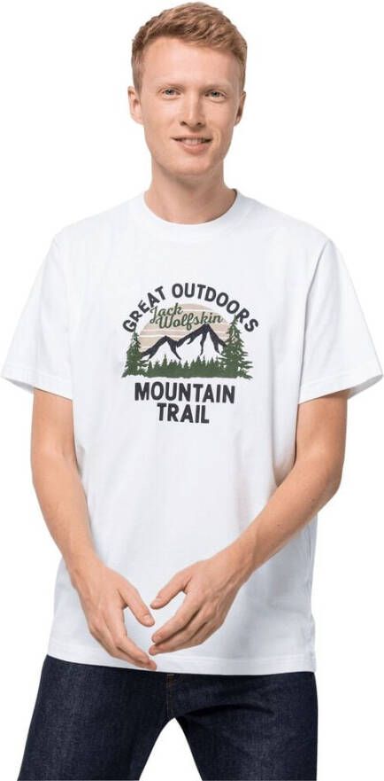 Jack Wolfskin JW Mountain Trail T-Shirt Men Heren T-shirt van biologisch katoen XXL geel white rush
