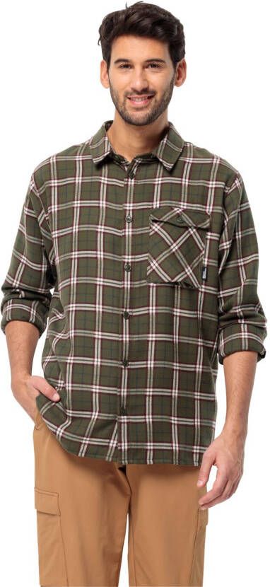 Jack Wolfskin Morgenluft Shirt Men Flanellen overhemd Heren S island moss 41 island moss 41