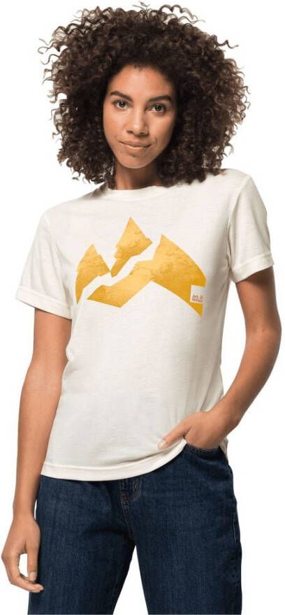 Jack Wolfskin Nature Mountain T-Shirt Women Dames T-shirt van biologisch katoen XL wit cotton white ylw