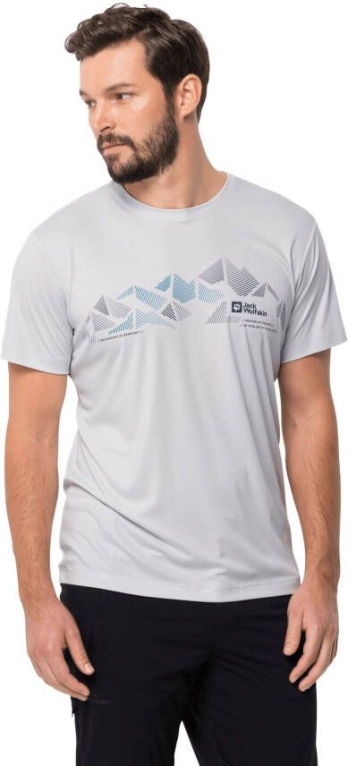 Jack Wolfskin Peak Graphic T-Shirt Men Functioneel shirt Heren S wit white cloud
