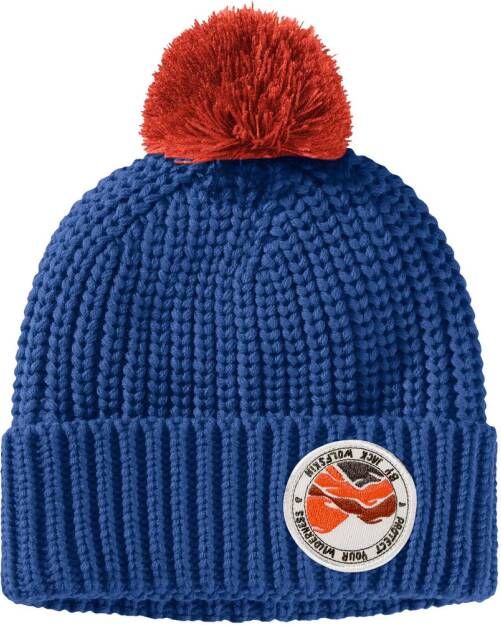 Jack Wolfskin Pompom Badge Beanie Kids Wintermuts Kinderen M blauw nordic sky