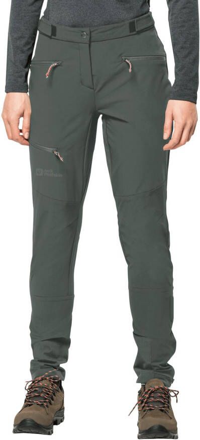 Jack Wolfskin Salmaser Pants Women Trekking-softshellbroek Dames 36S grijs slate green