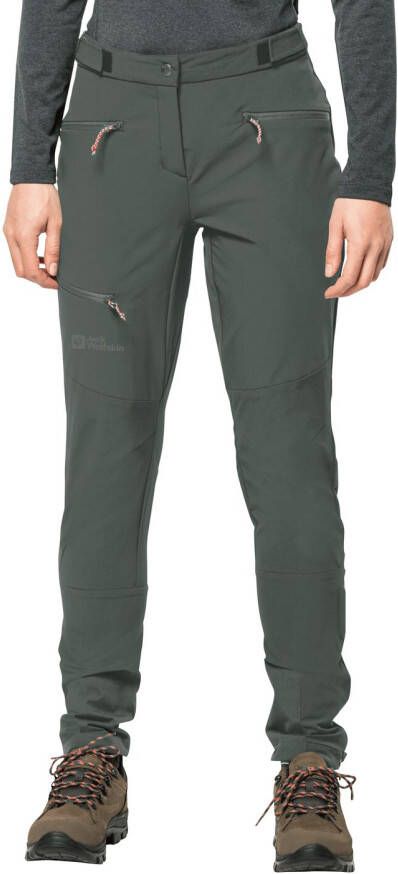 Jack Wolfskin Salmaser Pants Women Trekking-softshellbroek Dames 44 slate green slate green