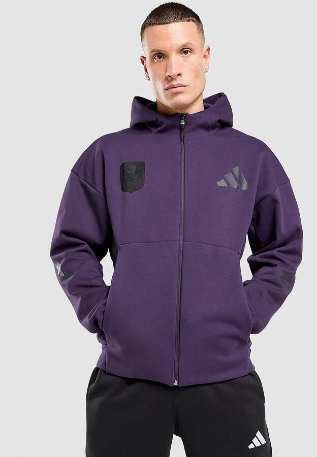 Adidas Aston Villa FC Z.N.E. Full Zip Hoodie Paars- Heren Paars - Foto 10