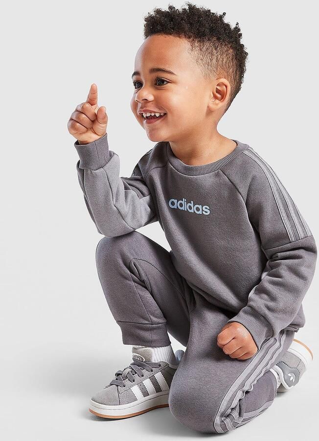 Adidas Colour Block Linear Crew Tracksuit Infant Grijs