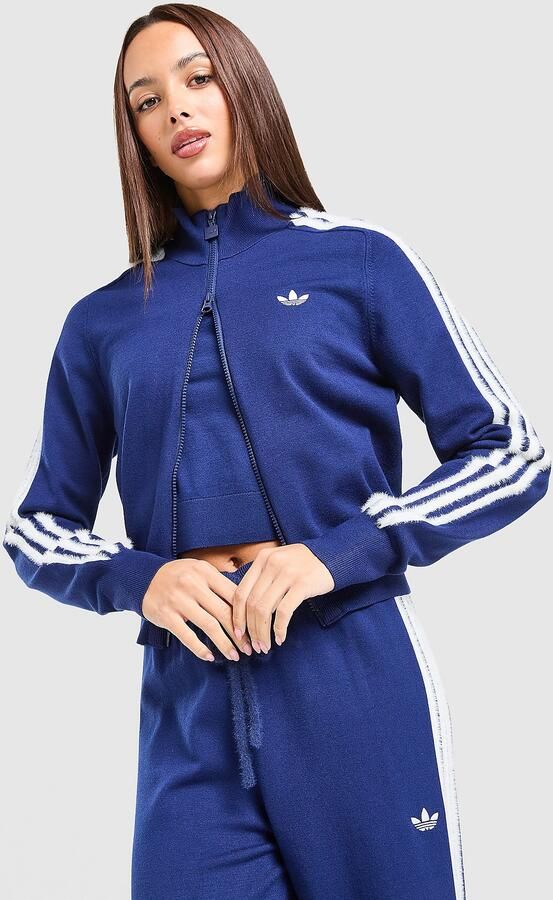 Adidas Fluffy 3-Stripes Knit Track Top Blauw- Dames Blauw