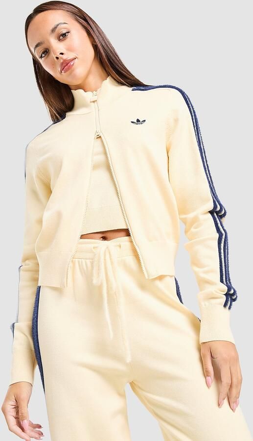 Adidas Fluffy 3-Stripes Knit Track Top Geel- Dames Geel