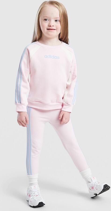 Adidas ' Colour Block Linear Crew Tracksuit Infant Roze Kind Roze