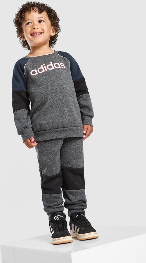 Adidas Linear Colour Block Crew Tracksuit Infant Zwart Kind Zwart