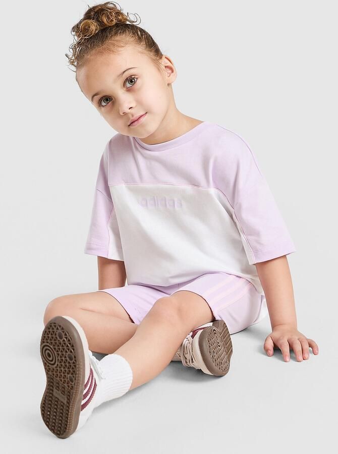 Adidas Linear T-Shirt Short Set Infant Paars Kind Paars