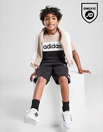 Adidas Linear T-Shirt Shorts Set Children Black Kind Black