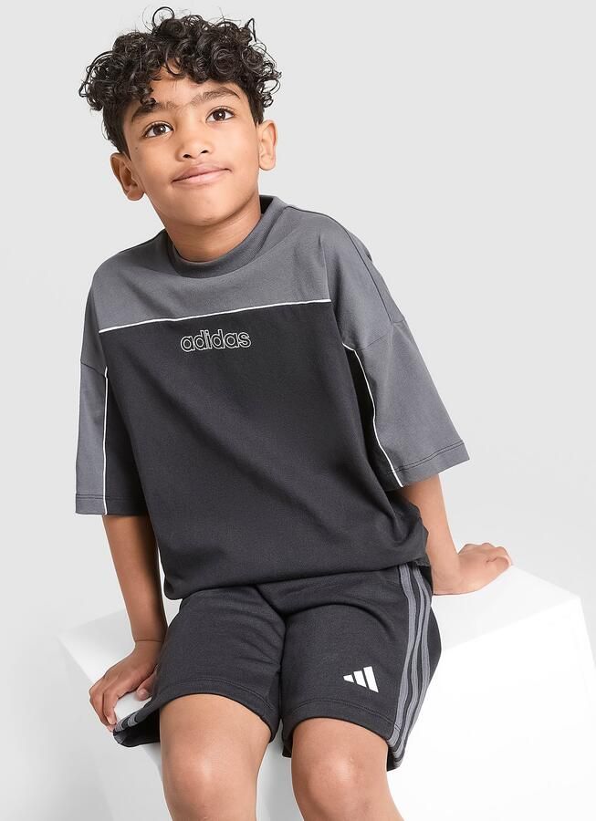 Adidas Linear T-Shirt Shorts Set Children Zwart