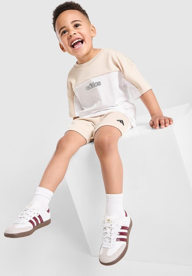Adidas Linear T-Shirt Shorts Set Infant Beige