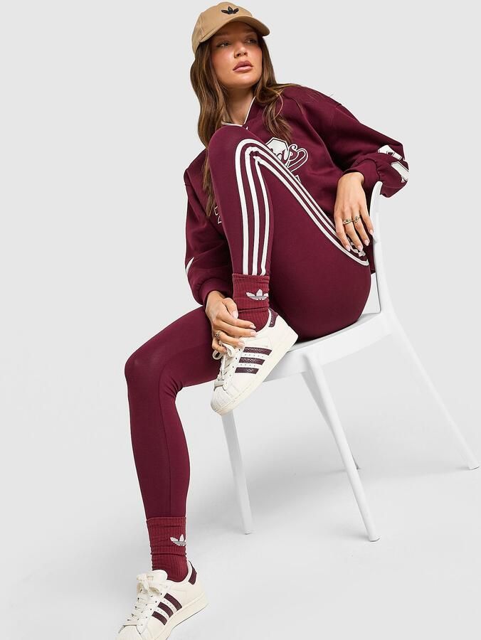 Adidas Originals 3-Stripe Leggings Rood- Dames Rood