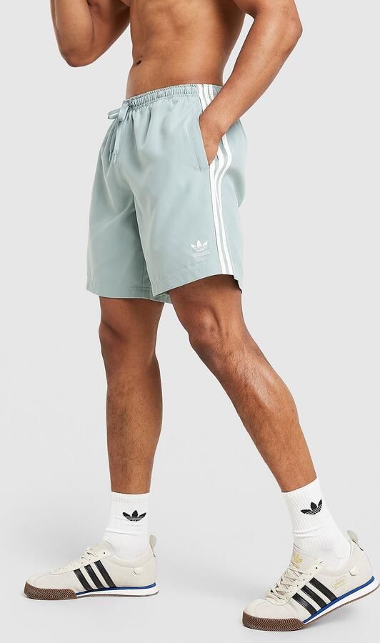 Adidas Originals 3-Stripes 8" Swim Shorts Groen- Heren Groen