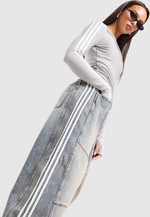 Adidas Originals 3-Stripes Denim Barrel Jeans Blauw