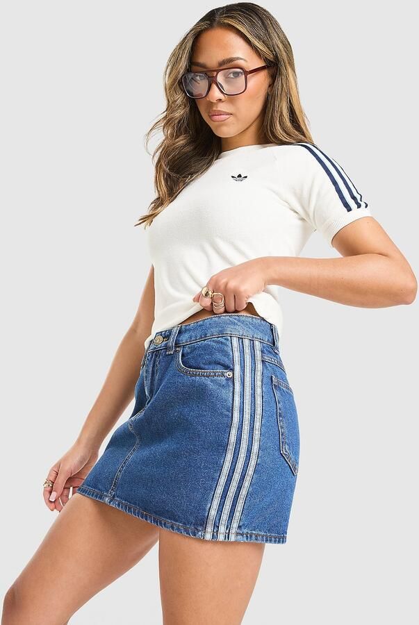 Adidas Originals 3-Stripes Denim Skirt Blauw- Dames Blauw