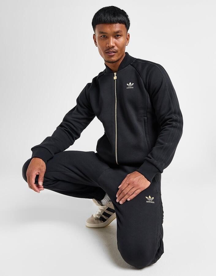 Adidas Originals 3-Stripes Fleece Track Top Zwart- Heren Zwart