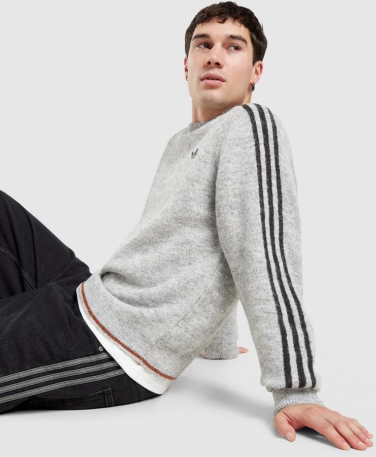 Adidas Originals 3-Stripes Knit Crew Sweatshirt Grijs- Heren Grijs