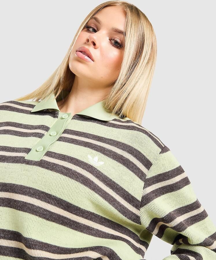 Adidas Originals 3-Stripes Knit Polo Shirt Groen- Dames Groen