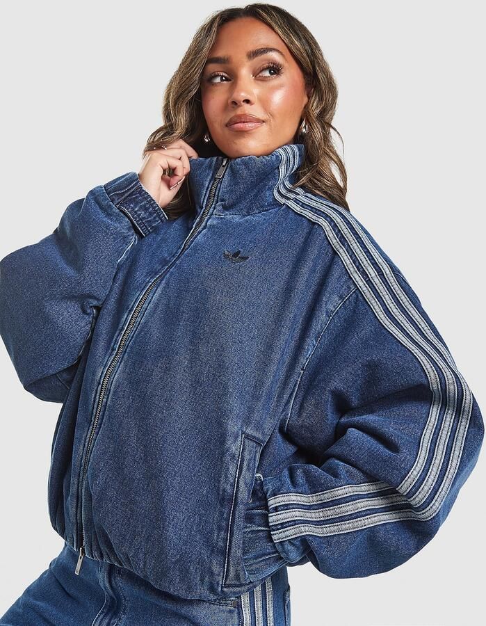 Adidas Originals 3-Stripes Padded Denim Jacket Blauw- Dames Blauw