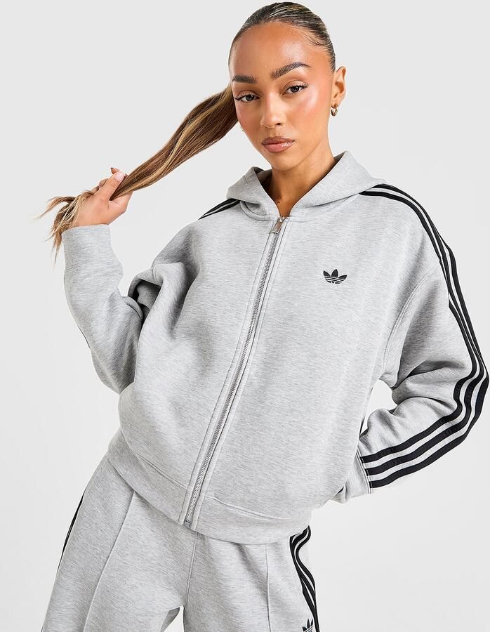 Adidas Originals 3-Stripes Spacer Full Zip Hoodie Grijs- Dames Grijs - Foto 2