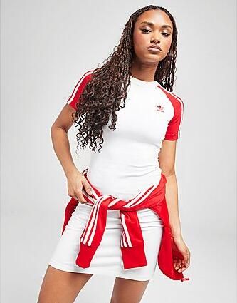Adidas Originals Adicolor 3-Stripes Raglan Jurk met Korte Mouwen Wit- Dames Wit