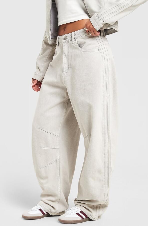 Adidas Originals Barrel Leg Denim Jeans Grijs- Dames Grijs