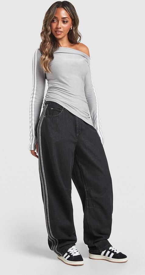 Adidas Originals Barrel Leg Denim Jeans Zwart- Dames Zwart