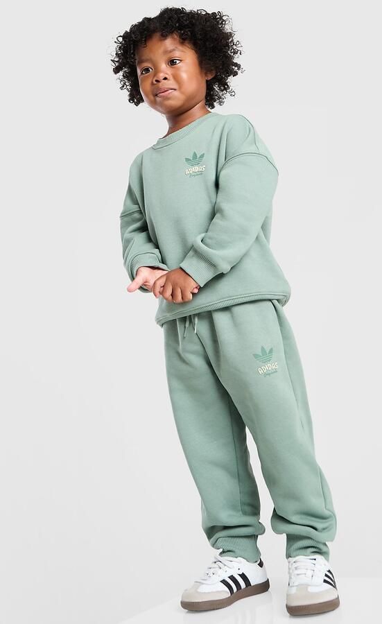 Adidas Originals Bubble Graphic Crew Tracksuit Infant Groen Kind Groen