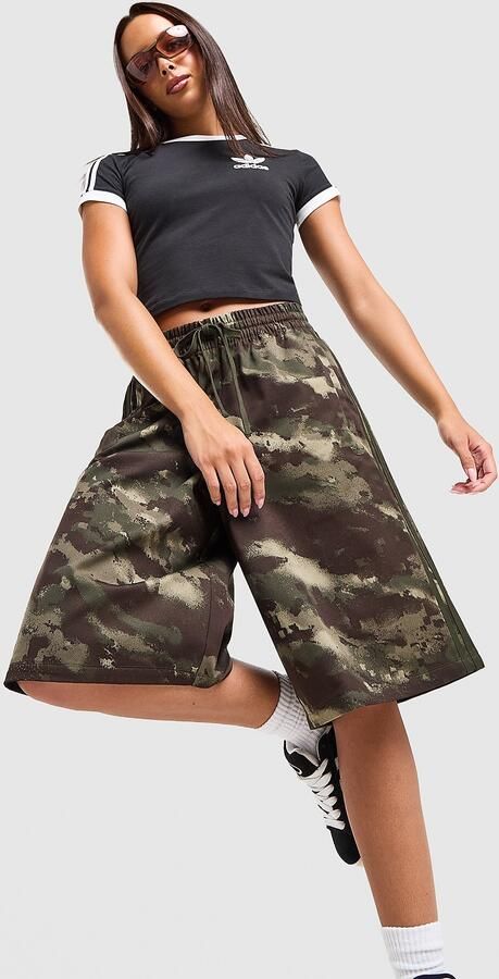Adidas Originals Camo 3-Stripes Jorts Groen- Dames Groen