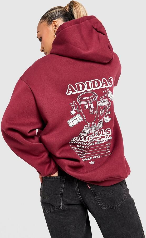 Adidas Originals Coffee Club Overhead Hoodie Rood- Dames Rood