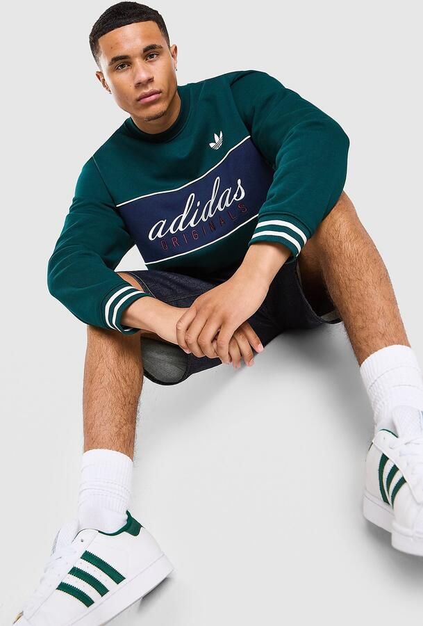 Adidas Originals Colour Block Crew Sweatshirt Groen- Heren Groen