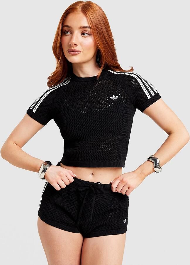 Adidas Originals Crochet Slim T-shirt Zwart- Dames Zwart