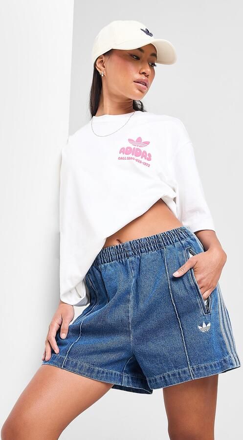 Adidas Originals Denim Firebird Shorts Blauw- Dames Blauw