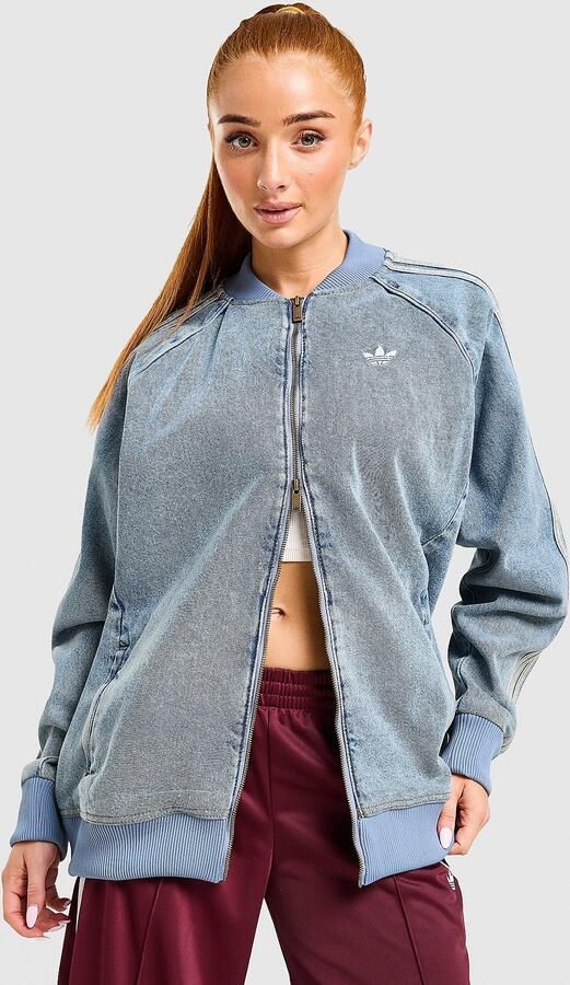 Adidas Originals Denim Oversized Track Top Blauw- Dames Blauw
