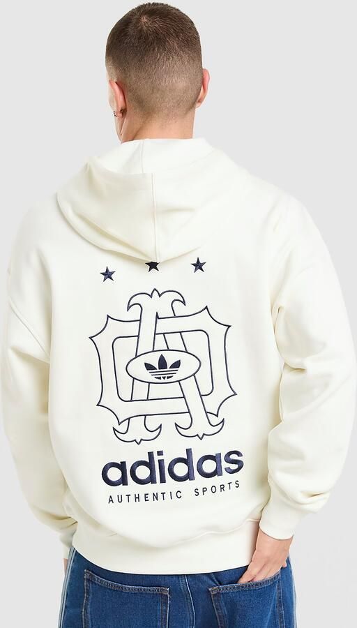 Adidas Originals Embroidered Oversized Hoodie Wit- Heren Wit