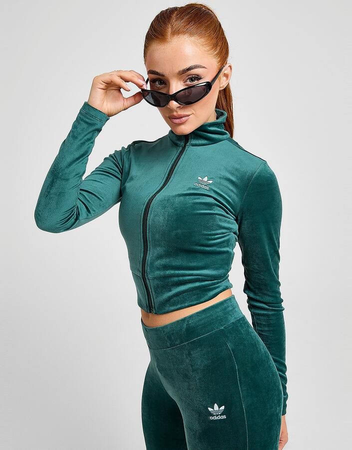 Adidas Originals Essential Slim Velour Track Top Groen- Dames Groen
