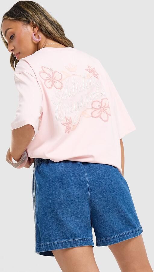Adidas Originals Floral Stitch Boyfriend T-Shirt Roze- Dames Roze