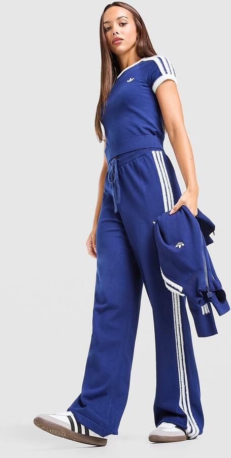 Adidas Originals Fluffy 3-Stripes Knit Joggers Blauw- Dames Blauw