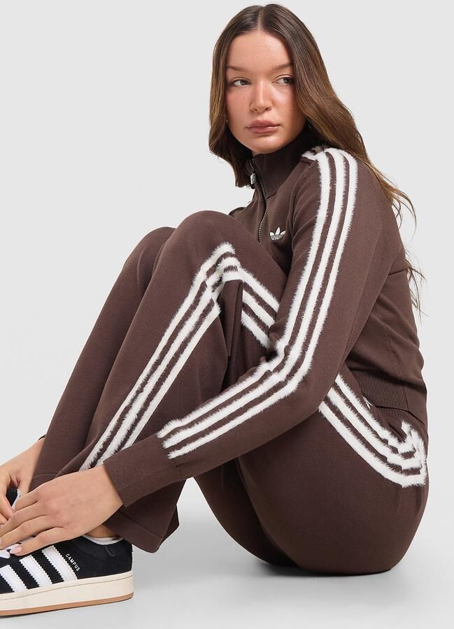 Adidas Originals Fluffy 3-Stripes Knit Joggers Bruin- Dames Bruin