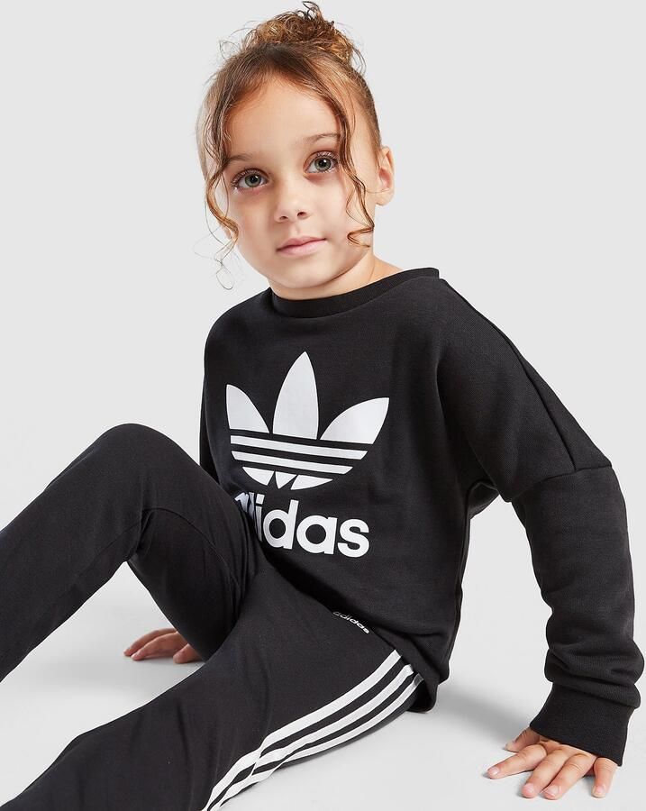 Adidas Originals ' Trefoil Flare Crew Tracksuit Infant Zwart Kind Zwart