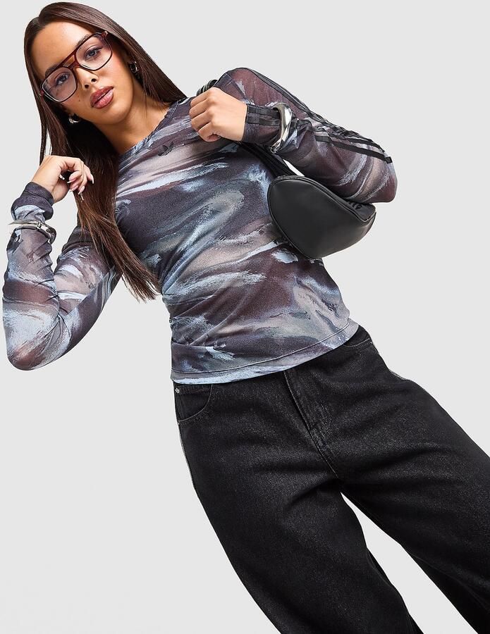 Adidas Originals Long Sleeve Mesh Marble All Over Print T-Shirt Groen- Dames Groen