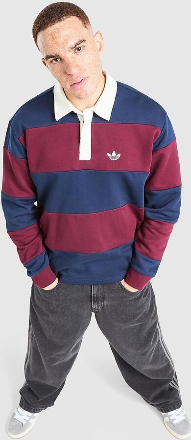 Adidas Originals Long Sleeve Rugby Crew Sweatshirt Blauw- Heren Blauw