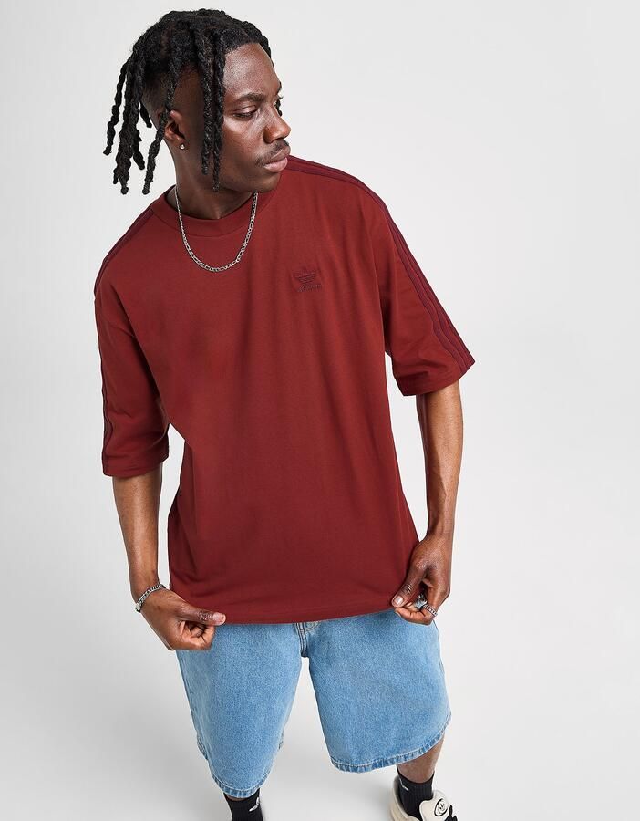 Adidas Originals Oversized 3-Stripes T-Shirt Rood- Heren Rood - Foto 4