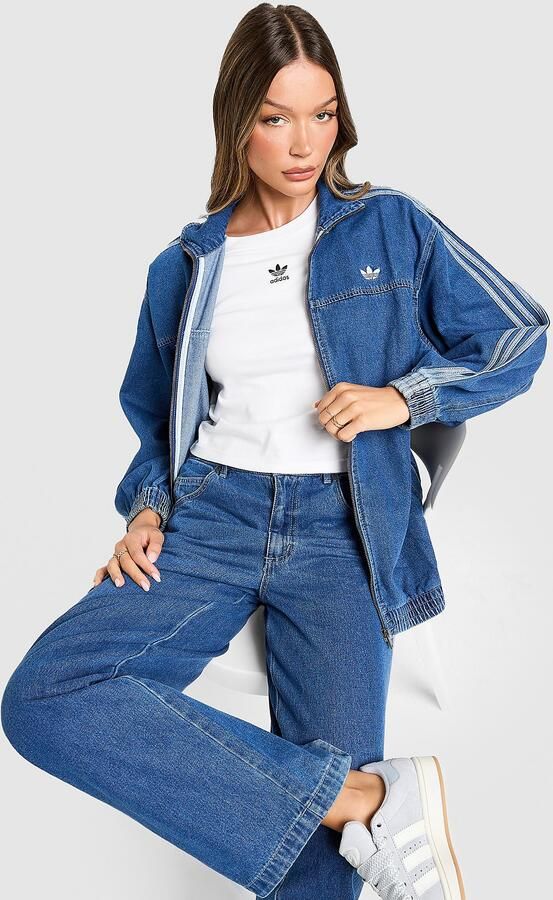 Adidas Originals Oversized Denim Firebird Track Top Blauw- Dames Blauw