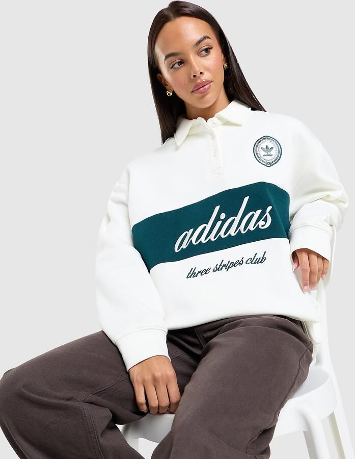 Adidas Originals Panel Collar Sweatshirt Wit- Dames Wit