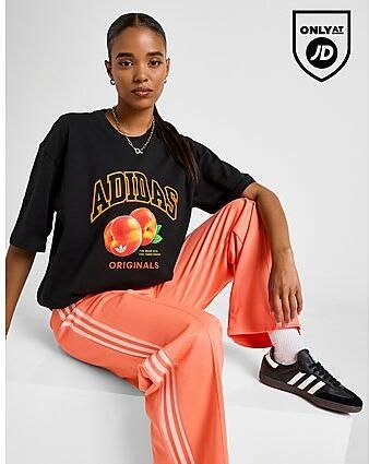 Adidas Originals Peach Graphic Boyfriend T-Shirt Black- Dames Black