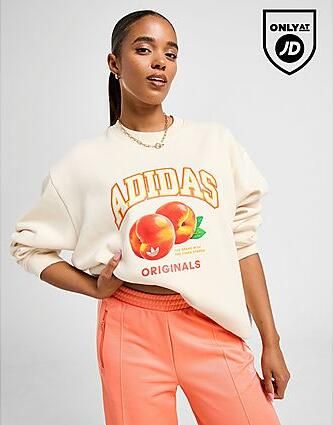 Adidas Originals Peach Graphic Crew Sweatshirt White- Dames White