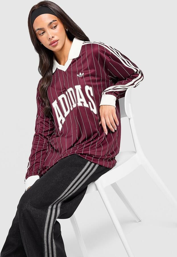 Adidas Originals Pinstripe Long Sleeve Jersey Rood- Dames Rood